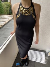 Versace Collection Black Gold Bodycon Dress Cocktail Evening Designer Italy