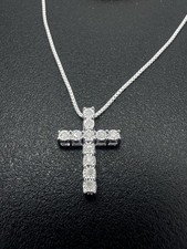 Sterling Silber Diamant Halskette natürlicher weißer Diamant Kreuz SK9 Anhänger 18"