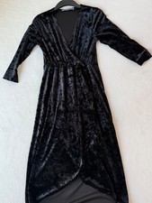 Kleid langarm Damen, knielang, festlich, Pannesamt, schwarz, Gr. M,