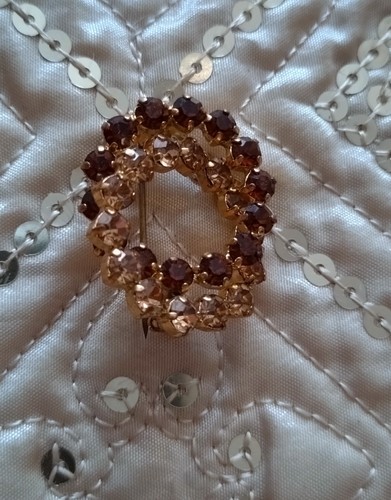 Vintage strass brosche braun - strass,