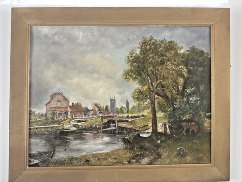 ölgemälde die dedham mühle - dedham,