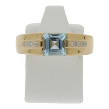 Blautopas diamant ring - diamant, 14