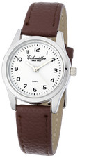 Eichmüller Damenuhr poliert mit braunen Leder Armband im klassischen Design