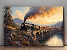 Dampflok über dem Viadukt 