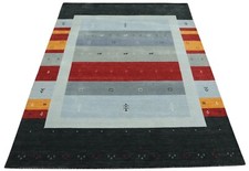 Gabbeh Teppich Grau Blau 100%