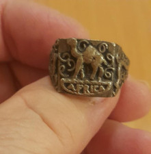 alter ausgefallener Herrenring mit Bild / Silber