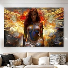 Abstraktes Leinwandbild Engel Frau – Sinnliche Kunst Erotik Wandbild Modern 8774