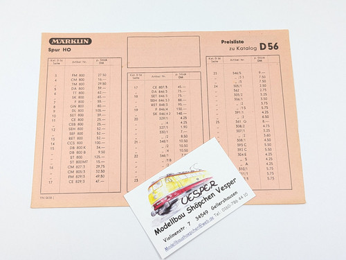 Märklin preisliste 0656 - preisliste, i