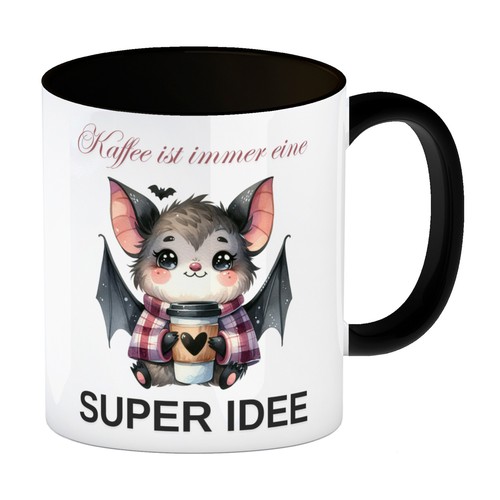 Fledermaus mit kaffeebecher - mit,