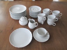 Seltmann Weiden Porzellan Kaffeeservice 33 tlg. weiß Relief klassisches Design