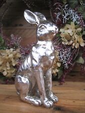 Hase "Old Style" silber edel Landhaus Ostern Osterhase Deko Shabby Patina 14cm 