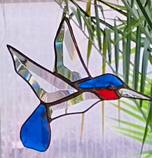 Bleiverglasung Fensterbild Suncatcher Facetten- Kolibri / blau in Tiffany