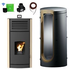 A++ Robin Wood Enya Aqua Pelletofen Beige Pelletheizung 24 kW Komplettset + WIFI