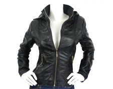 Damen Lederjacke Biker Übergangs Lederoptik Kunstleder (501)