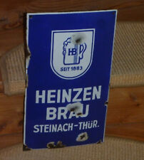orig.Emailschild " HEINZEN BRÄU STEINACH THÜR." gewölbt um 1920