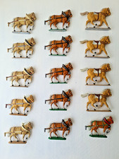 15 alte Zinnfiguren Zugpferde