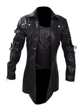 Herren Schwarz Braun Rot Kunstleder Goth Matrix Steampunk Gothic Trenchcoat