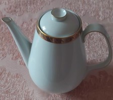 Rosenthal Porzellan Kaffeekanne weiß mit breitem Goldrand*Top**