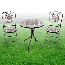 Mosaik Gartenset Gartenstühle Mosaiktisch wählbar Rustikal Rund klappbar