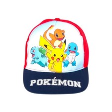 Pokémon Kinder Snapback Cap Rot/Marine 52–56 cm Pikachu Glumanda Schiggy Bisasam