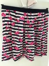 mini rock lindex 38 flamingo blau weiss pink boho blogger streifen maritim