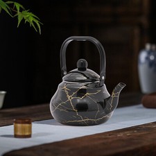 2L Schwarz Emaille Teekanne