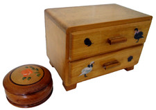 Alte Mini Kommode Schmuckkästchen Schatzkästchen Truhe Holz 3 Schübe 