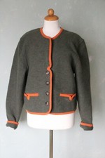 GEIGER Jacke Janker grün walk khaki orange Trachten zünftig 100% Wolle Gr. 38 M