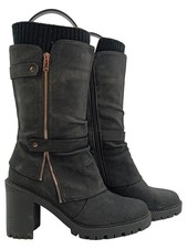 Anna Field Damen Stiefel Schwarz Gr. 38 Casual Reißverschluss Strickmuster