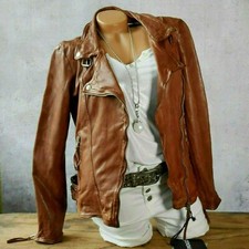 ♥ PATAGO Lamm Nappa ECHT LEDER Biker Jacke Lederjacke Vintage Cognac Braun Damen