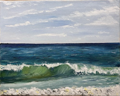 ölbild meer 24x30 unikat - meer,