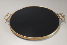 Serviertablett Tablett Tortenplatte 50er 60er Jahre Schwarz Messing D26cm