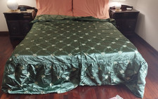 Tagesdecke DOPPELDECKE DAMASTSTOFF grün. Neu Vintage 60er Jahre.