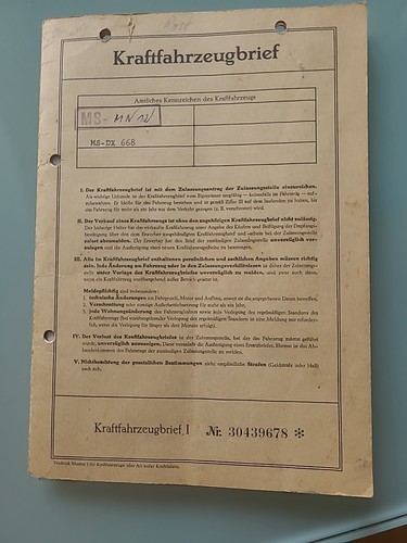 Fahrzeugbrief dkw 102 von - fahrzeugbrief,