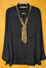 KARSTADT Damen Blusenhemd durchsichtig 46/L (48 laut Etik) Schwarz - OHNE Schal!