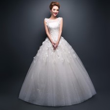 Brautkleid Hochzeitskleid Spitze Kleid für Braut creme weiß Schnürung BC473