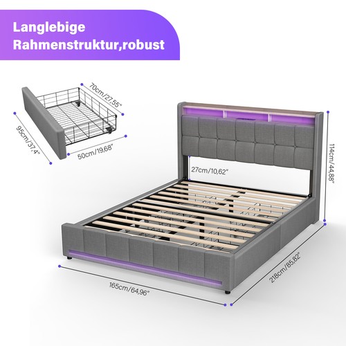 Polsterbett doppelbett mit led - polsterbett,