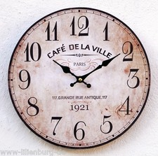 Wanduhr Vintage Küchenuhr lautlos antik Design Retro Shabby KEIN TICKEN leise