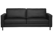 Sofa 3-Sitzer Leder modernes Ledersofa in Schwarz Couchsofa Wohnzimmersofa