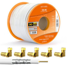 50m Koaxialkabel Satellitenkabel Sat Kabel 135db Antennenkabel UHD 10x F Stecker