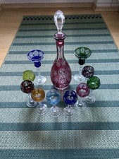 Likörgläser mit Karaffe und Kerzenständer 11-tlg., bunt