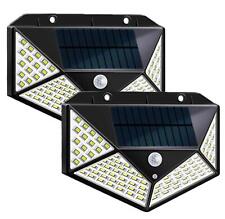 2x Solar LED Leuchte Gartenleuchte Solarlampe Wandleuchte Wandlampe 100 LED hell