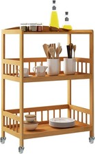 Bambus Rollwagen Küchenwagen Servierwagen, 3 Ablagen (53T x 80B x 30,5H cm)