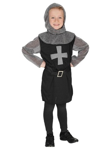 Schwarzer kreuzritter kostüm - schwarzer,