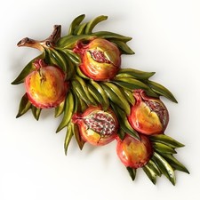 BASSANO KERAMIK Wanddekoration GRANATAPFEL ZWEIG  MEDITERRANE DEKORATION