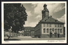 Ansichtskarte Kölleda, Marktplatz mit Rathaus 1936 