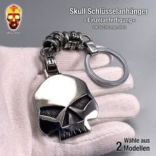 HD Skull Schlüsselanhänger Edelstahl Totenkopf Biker Harley Anhänger Panzerkette