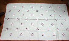 Tischdecke Handarbeit Stickarbeit Kreuzstich Damast 110x185cm Vintage 80er Rosen