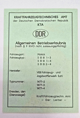 Simson kta papers ddr - simson, s51