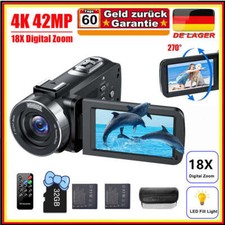 Videokamera 4K Camcorder 42MP Videorecorder für Vlogging YouTube 18X Digitalzoom